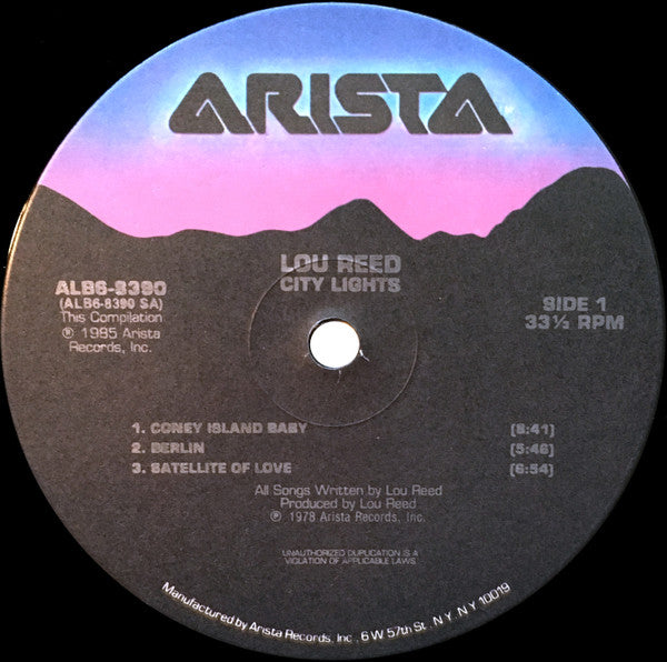 Lou Reed - City Lights (Classic Performances By Lou Reed) - VG+ LP Record 1986 Arista USA Vinyl - Glam Rock / Classic Rock - Shuga Records