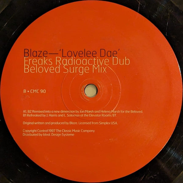 Blaze – Lovelee Dae - VG+ 12" Single Record 1997 Classic UK Vinyl - House / Deep House - Shuga Records
