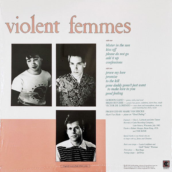 Violent Femmes - Violent Femmes (1983) - New LP Record 2023 Craft Recordings 180 gram Vinyl - Alternative Rock / Indie Rock - Shuga Records