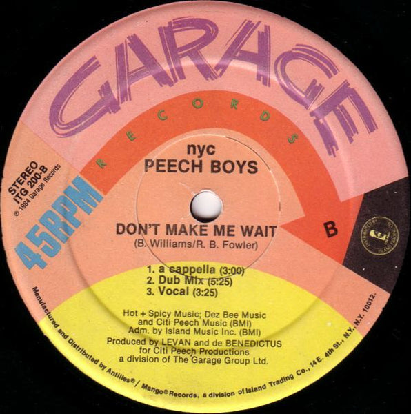 nyc Peech Boys - This Magic Feeling / Don't Make Me Wait - VG+ 12" Single 1984 Garage USA Record USA Vinyl - Disco / Soul - Shuga Records