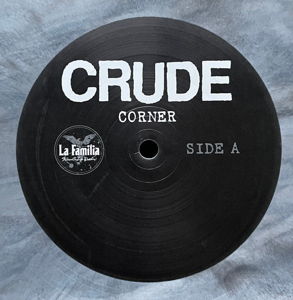 Crude ‎- Corner - VG+ LP Record 2010 La Familia German Black & White marbled 180 gram Vinyl, Insert & screenprinted sleeve - Hardcore / Punk - Shuga Records