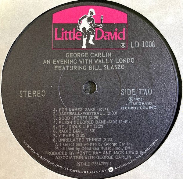 George Carlin - An Evening With Wally Lando Featuring Bill Slaszo - VG+ 1975 Little David USA Vinyl - Comedy - Shuga Records