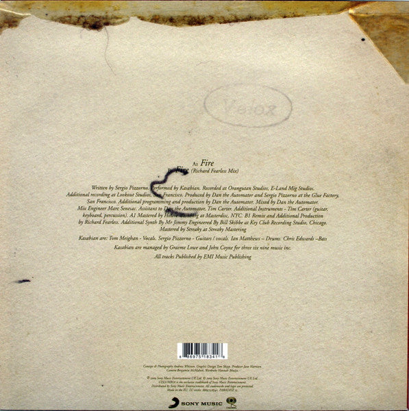 Kasabian - Fire - Mint- 10" Single Record 2009 Columbia UK Vinyl - Indie Rock / Techno - Shuga Records