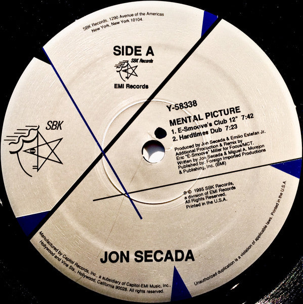 Jon Secada - Mental Picture (Remixes) - New 12" Single Record 1995 SBK USA Vinyl - House / Garage House - Shuga Records