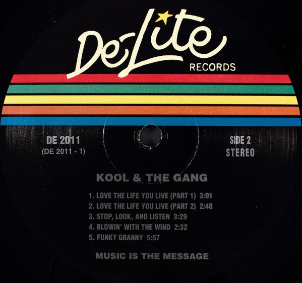 Kool And The Gang - Music Is The Message (1972) - VG+ LP Record 2002 De-Lite USA Vinyl - Funk / Disco / Soul - Shuga Records