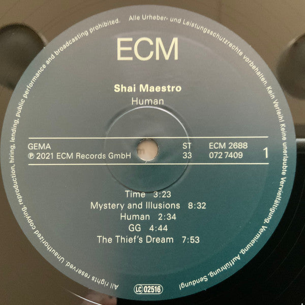 Shai Maestro - Human - Mint- LP Record 2021 ECM German 180 Vinyl - Contemporary Jazz - Shuga Records