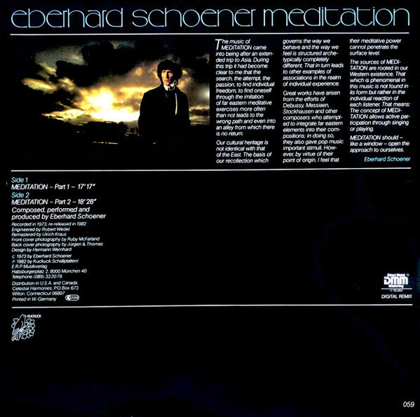 Eberhard Schoener - Meditation (1974) - Mint- LP Record 1982 Kuckuck Germany Vinyl - Electronic / Ambient / Minimal - Shuga Records