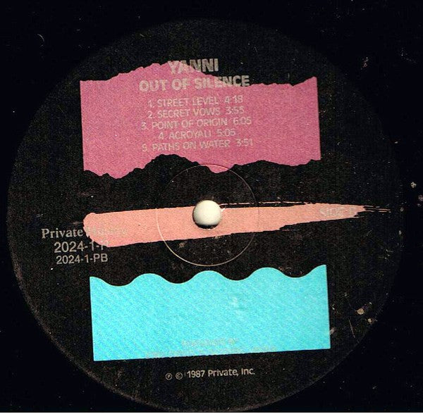 Yanni - Out Of Silence - VG+ LP Record 1987 Private Music USA Original Vinyl - New Age / Ambient - Shuga Records