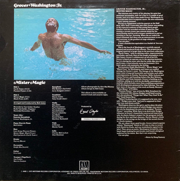 Grover Washington, Jr. - Mister Magic (1975) - VG+ LP Record 1979 Motown Kudu USA Vinyl - Jazz / Jazz-Funk / Fusion - Shuga Records