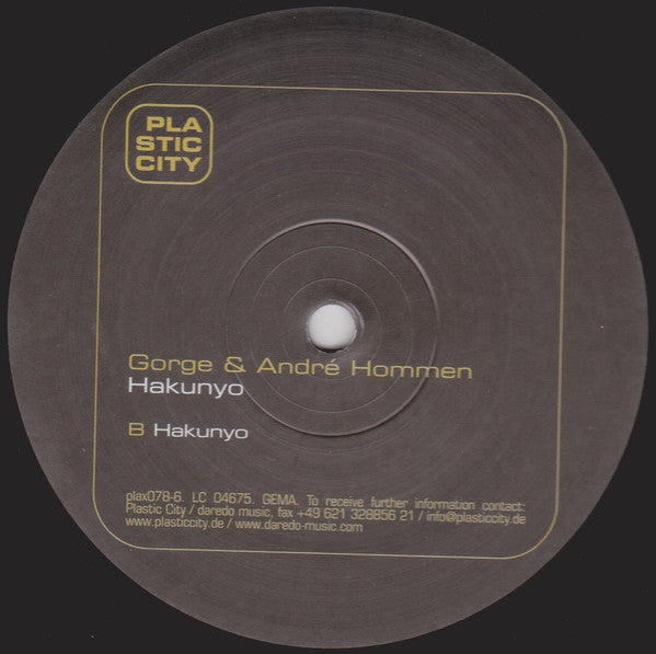 Gorge - Ayomide - VG 12" Single Record 2009 Plastic City Germany Vinyl - Tech House - Shuga Records