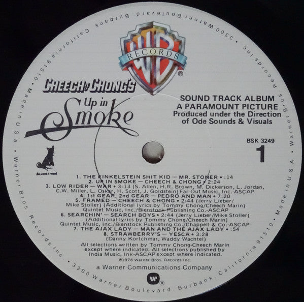 Cheech y Chong - Up In Smoke - Mint- (VG+ Cover) LP Record 1978 Warner Bros. USA Original Promo Vinyl - Soundtrack/Comedy - Shuga Records