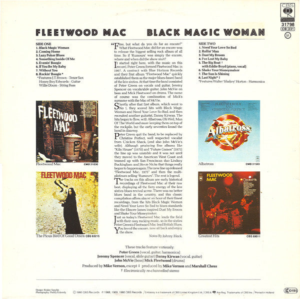 Fleetwood Mac – Black Magic Woman - Mint- LP Record 1980 CBS Embassy Holland Vinyl - Soft Rock / Blues Rock - Shuga Records