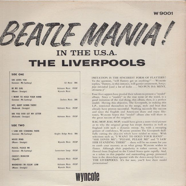 The Liverpools – Beatle Mania! In The USA - VG+ 1964 Wyncote USA Vinyl - Pop Rock / Beat - Shuga Records