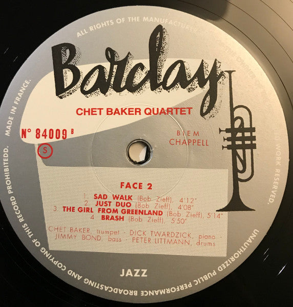 Chet Baker Quartet - Chet Baker Quartet (1955) - New LP Record 2021 Barclay Sam France Mono 180 gram Vinyl & Insert - Jazz / Bop / Cool Jazz - Shuga Records