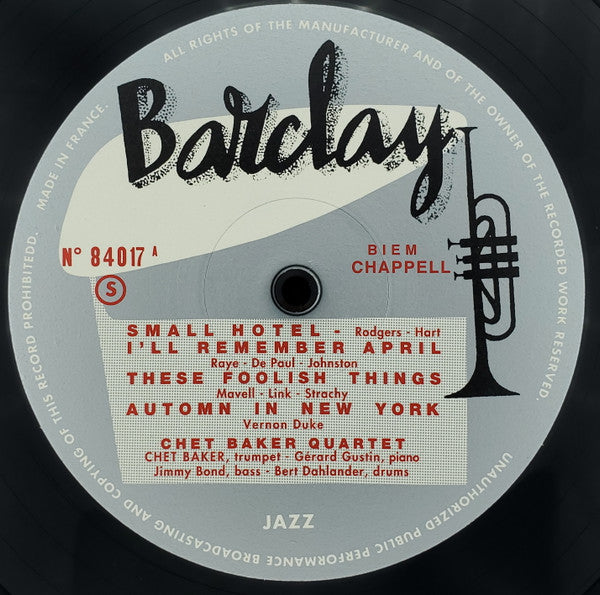 Chet Baker Quartet - Chet Baker Quartet (2) (1955) - New LP Record 2021 Barclay Sam France Mono 180 gram Vinyl & Insert - Jazz / Bop / Cool Jazz - Shuga Records