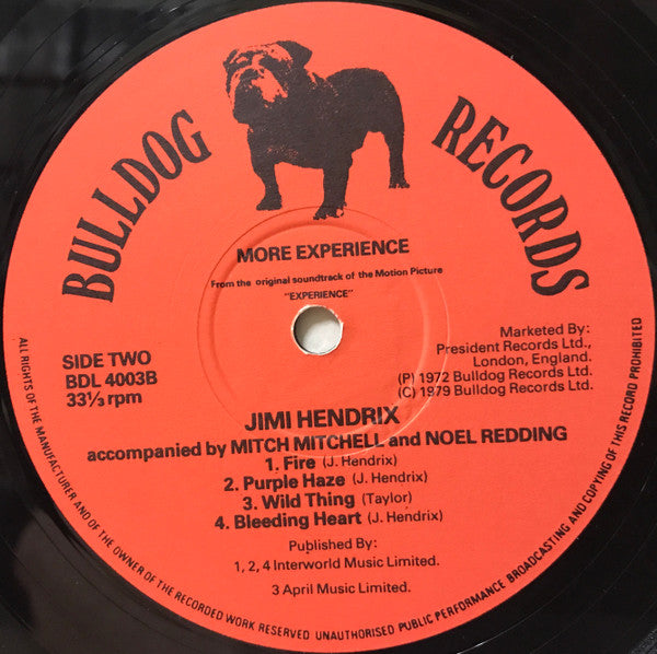 Jimi Hendrix - More Experience (Volume Two) - Mint- LP Record 1979 Bulldog UK Vinyl - Psychedelic Rock / Blues Rock / Soundtrack - Shuga Records