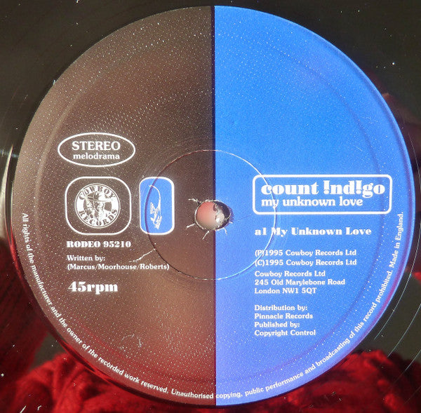 Count Indigo - My Unknown Love - Mint- 10" Single Record 1996 Cowboy UK Vinyl - Downtempo / Acid Jazz / Soul - Shuga Records