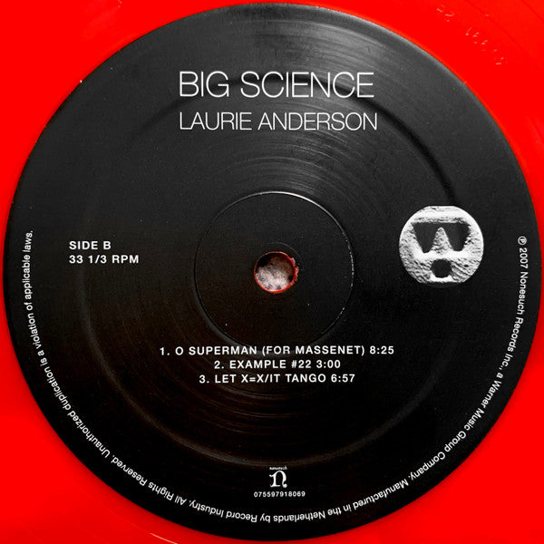 Laurie Anderson - Big Science (1982) - Mint- LP Record 2021 Nonesuch Red Opaque Vinyl & Insert - Art Rock / Electronic / New Age - Shuga Records