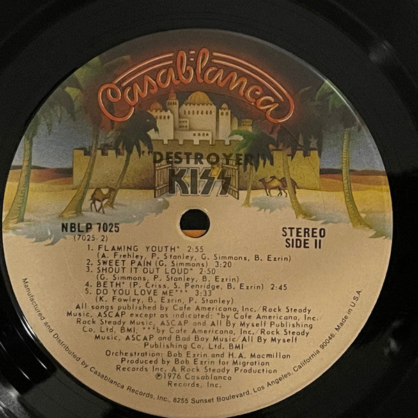 Kiss - Destroyer - VG+ LP Record 1976 Casablanca USA Vinyl, Pitman/Santa Maria, No Filmworks Label - Hard Rock / Glam Rock - Shuga Records