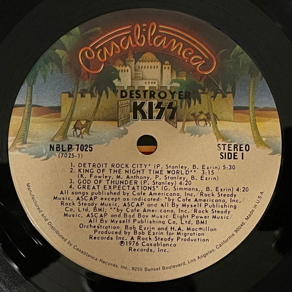 Kiss - Destroyer - VG+ LP Record 1976 Casablanca USA Vinyl, Pitman/Santa Maria, No Filmworks Label - Hard Rock / Glam Rock - Shuga Records
