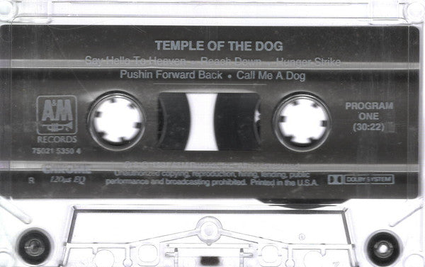 Temple Of The Dog – Temple Of The Dog - VG+ Cassette 1991 A&M USA Tape - Alternative Rock / Grunge - Shuga Records