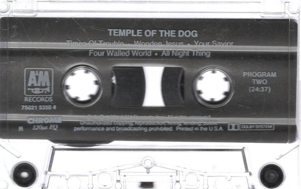 Temple Of The Dog – Temple Of The Dog - VG+ Cassette 1991 A&M USA Tape - Alternative Rock / Grunge - Shuga Records