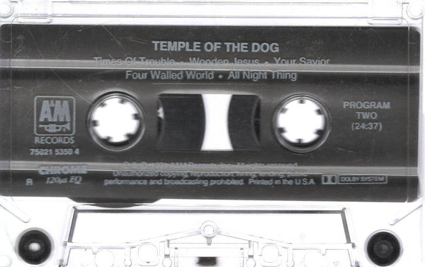 Temple Of The Dog – Temple Of The Dog - VG+ Cassette 1991 A&M USA Tape - Alternative Rock / Grunge