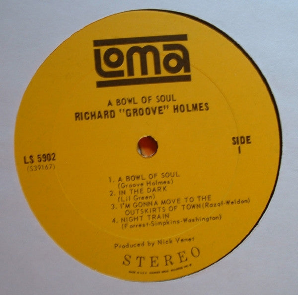 Richard "Groove" Holmes - A Bowl Of Soul - VG+ LP Record 1966 Loma USA Vinyl - Jazz / Soul-Jazz - Shuga Records