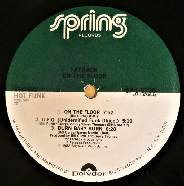 Fatback - On The Floor With Fatback - VG+ LP Record 1982 Spring USA Vinyl - Funk / Disco - Shuga Records
