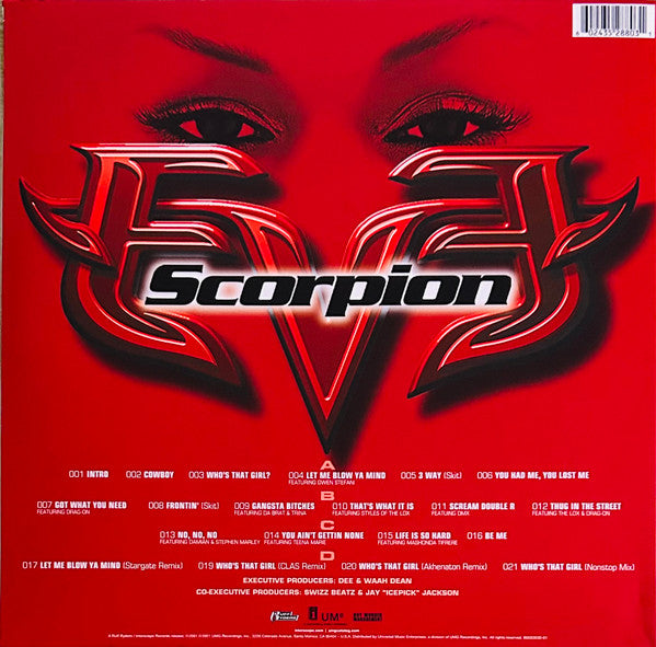 Eve ‎– Scorpion (2001) - Mint- 2 LP Record 2021 Ruff Ryders Interscope Red with Black Splatter Vinyl - Hip Hop - Shuga Records
