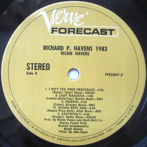 Richie Havens - Richard P. Havens, 1983 - Mint- 2 LP Record 1969 Verve Forecast USA Original Vinyl & Insert - Psychedelic Rock / Folk Rock / Art Rock - Shuga Records