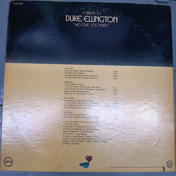 Various - A Tribute To Duke Ellington "We Love You Madly" - VG+ 2 LP Record 1973 Verve USA Vinyl - Jazz / Big Band - Shuga Records