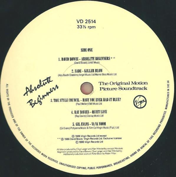 Various - Absolute Beginners - Mint- 2 LP Record 1986 Virgin UK Vinyl & Insert - Soundtrack - Shuga Records