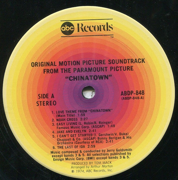 Jerry Goldsmith - Chinatown (Original Motion Picture) - VG+ (VG Cover) LP Record 1974 ABC USA Original Vinyl - Soundtrack - Shuga Records