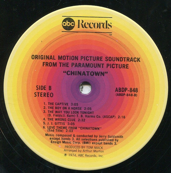 Jerry Goldsmith - Chinatown (Original Motion Picture) - VG+ (VG Cover) LP Record 1974 ABC USA Original Vinyl - Soundtrack - Shuga Records
