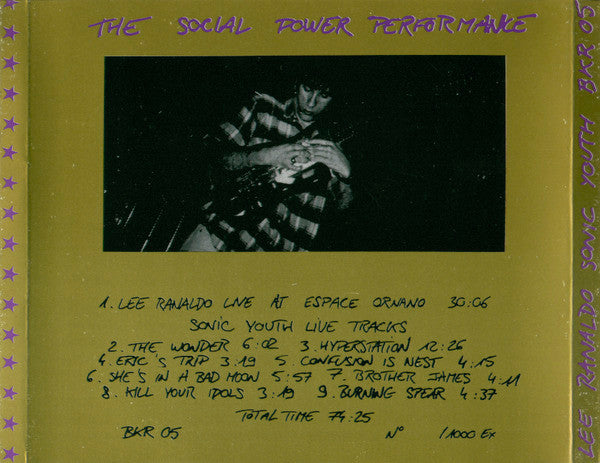Sonic Youth / Lee Ranaldo - The Social Power Performance - VG+ CD 1992 	Blue Knight Records Germany RARE Unofficial - Alternative Rock - Shuga Records