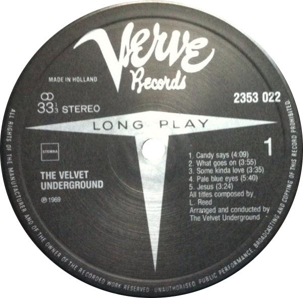 The Velvet Underground - The Velvet Underground (1969) - Mint- LP (VG cover) Record 1972 Verve Netherlands Vinyl - Psychedelic Rock / Art Rock / Avantgarde - Shuga Records