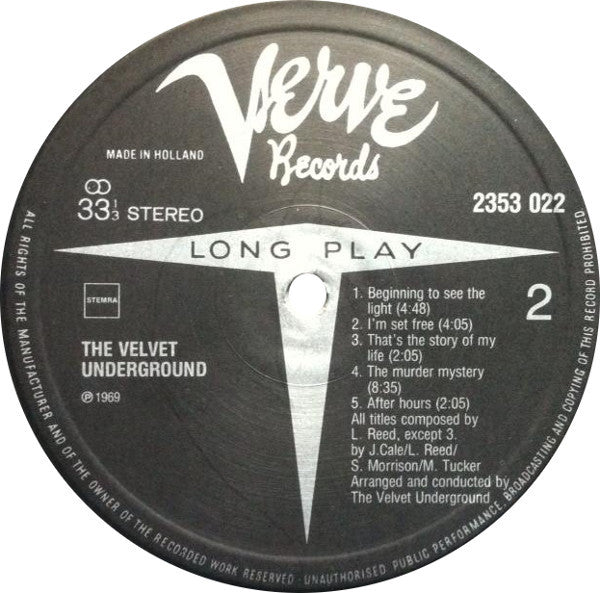 The Velvet Underground - The Velvet Underground (1969) - Mint- LP (VG cover) Record 1972 Verve Netherlands Vinyl - Psychedelic Rock / Art Rock / Avantgarde - Shuga Records