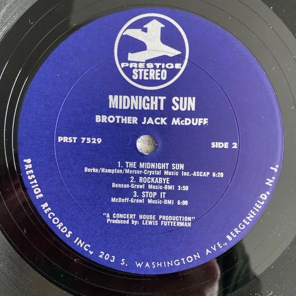 Brother Jack McDuff - Midnight Sun - VG LP Record 1968 Prestige Stereo Original Vinyl - Jazz / Soul-Jazz - Shuga Records