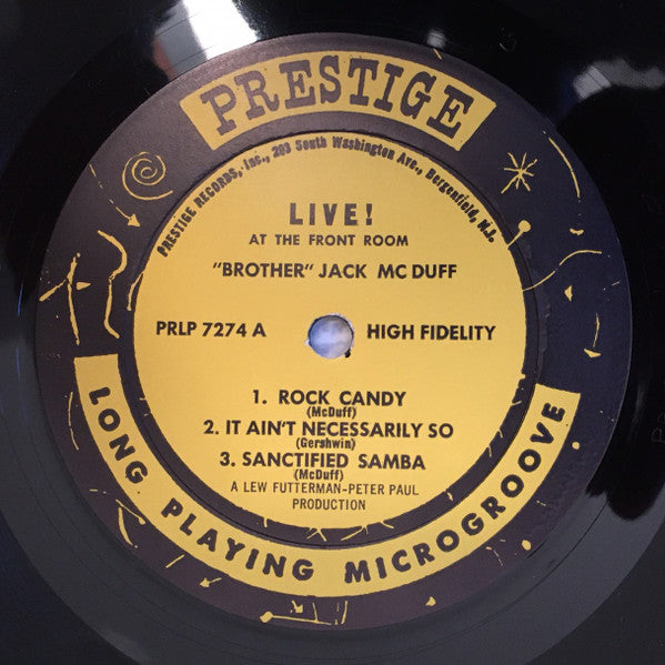 Brother Jack McDuff - Live! - VG LP Record 1964 Prestige USA Mono Vinyl Preview Copy Promo - Jazz / Soul-Jazz / Bop - Shuga Records