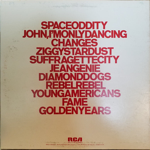 David Bowie - ChangesOneBowie - VG+ LP Record 1976 RCA Original Press USA Vinyl - Classic Rock / Glam Rock - Shuga Records