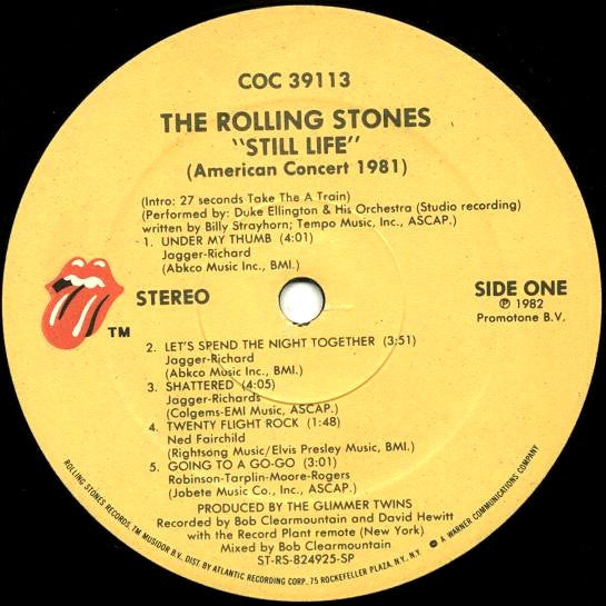 The Rolling Stones - Still Life (American Concert 1981) - VG+ (VG- cover) LP Record 1982 USA Original Vinyl - Pop Rock / Rock & Roll - Shuga Records