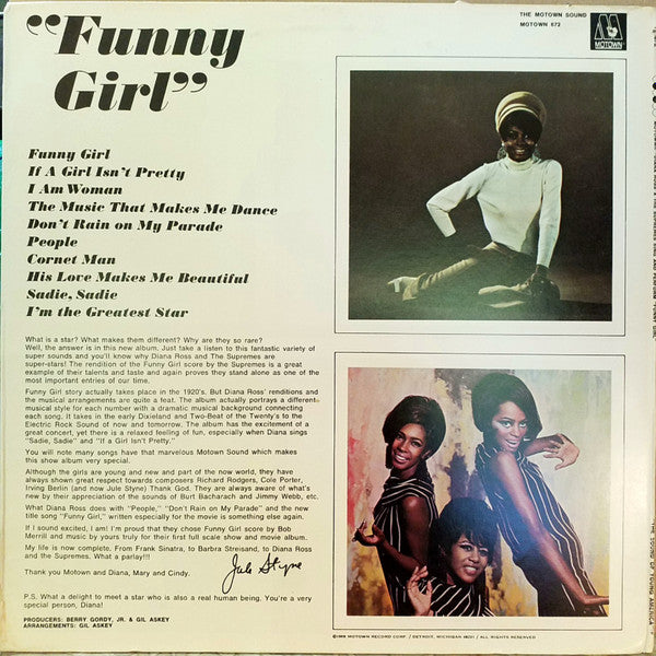 Diana Ross & The Supremes - Sing And Perform "Funny Girl" - Mint- LP Record 1968 Motown USA Original Vinyl - Soul / Pop / Theme - Shuga Records