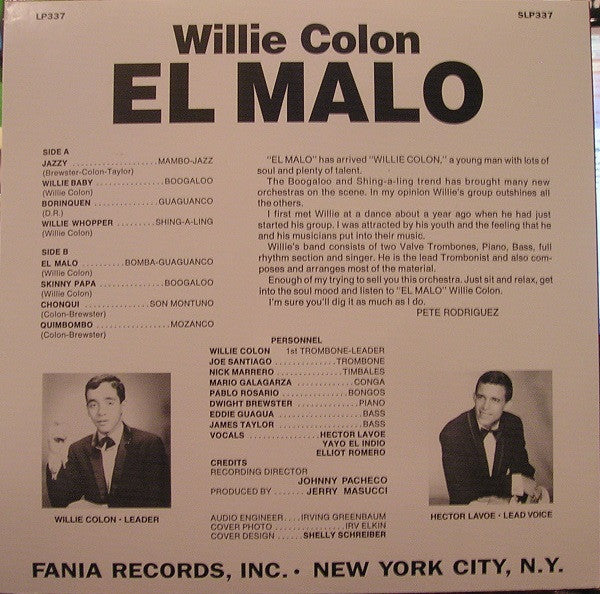 Willie Colon - El Malo (1967) - MInt- LP Record 2000's Fania USA Vinyl - Latin / Boogaloo / Guaguancó - Shuga Records