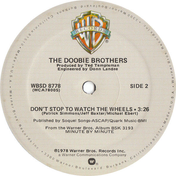 The Doobie Brothers - What A Fool Believes - VG 12" Single Record Warner USA Vinyl - Disco / Pop Rock - Shuga Records