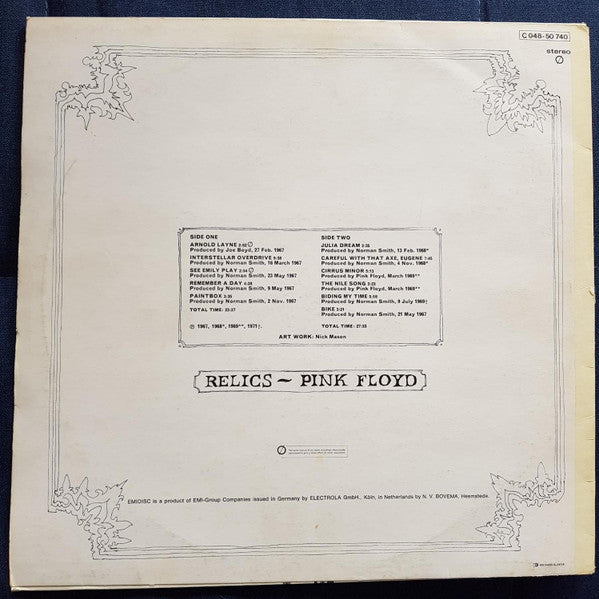 Pink Floyd - Relics - Mint- (VG+ cover) LP Record 1971 Emidisc Netherlands Vinyl - Psychedelic Rock / Prog Rock - Shuga Records