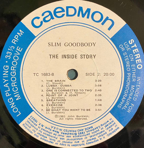 Slim Goodbody - The Inside Story - VG+ LP Record 1981 Caedmon USA Vinyl & Poster - Educational / Spoken Word - Shuga Records