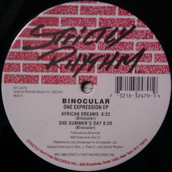 Binocular - One Expression EP - Mint- 12" Single Record 1996 Strictly Rhythm USA Vinyl - House - Shuga Records