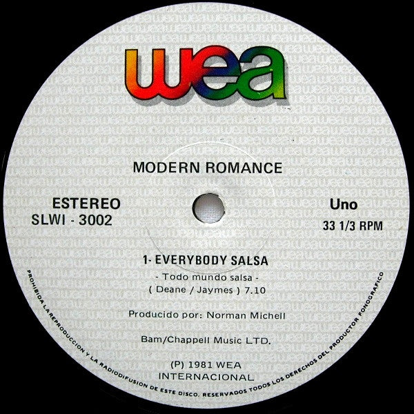 Modern Romance - Everybody Salsa - VG+ 12" Single Record 1981 WEA Mexico Vinyl - Disco / Latin / Dub - Shuga Records