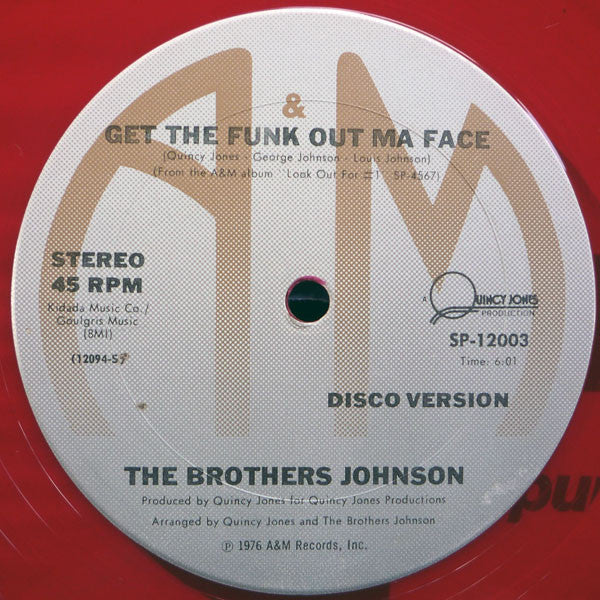 The Brothers Johnson - Strawberry Letter 23 (Disco Version) / Get The Funk Out Ma Face (Disco Version) - VG 12" Single Record 1977 A&M USA Red Vinyl - Disco / Funk